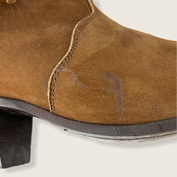 Oak Tree Farms Brown Nubuck Leather Tassel Western 2" Block Heel Boot 6.5 - Picture 8 of 9